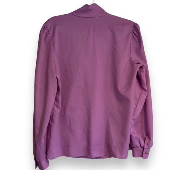 Womens Vintage 70s Orchid Purple Levi Strauss Frill Neck Button Up Top Size 16 - Picture 2 of 16